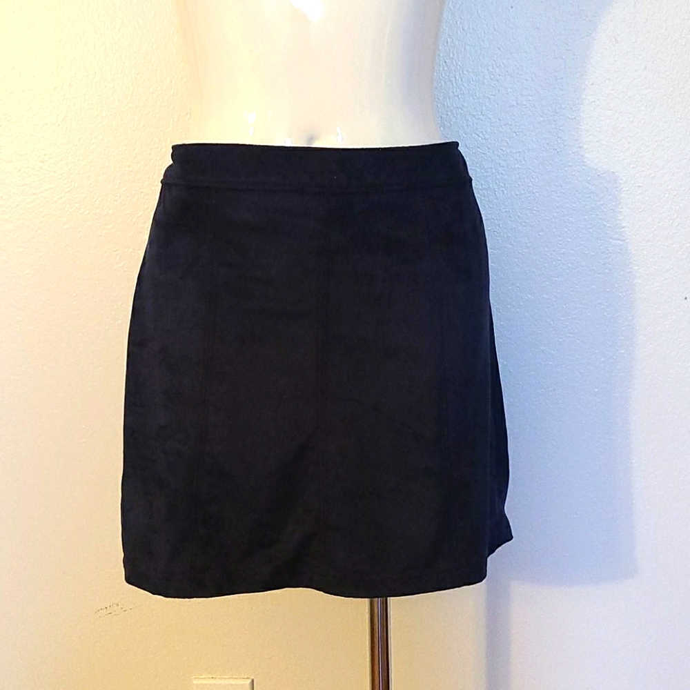 Navy Blue short suede skirt